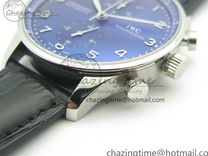 MIROTIME 0524 MoistureWicking Portuguese IW371491 ZF 1:1 Best Edition SS Blue Dial On Leather Strap A79350 (Slim Movement) V 7221